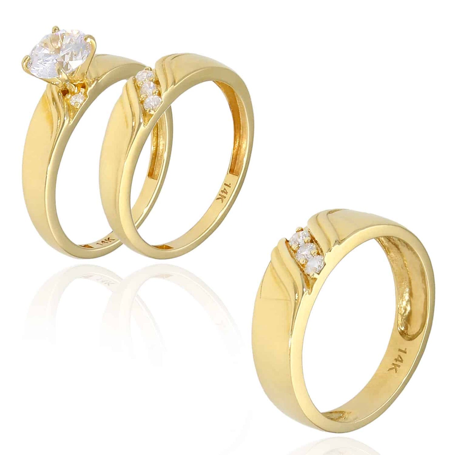 1.3CTW CZ His & Hers 14K Gold Engagement Wedding Rings Set