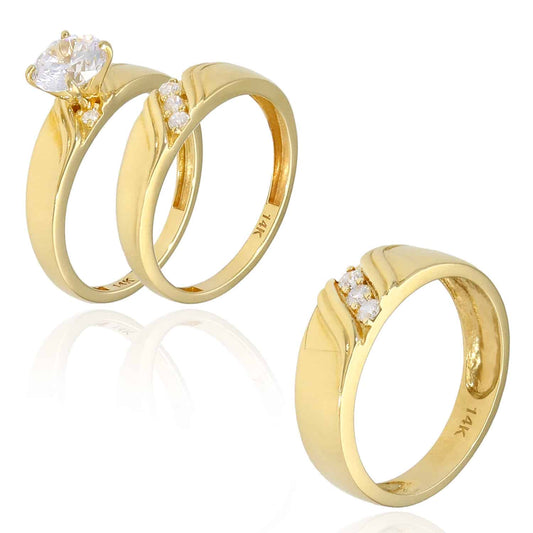1.3CTW CZ His & Hers 14K Gold Engagement Wedding Rings Set