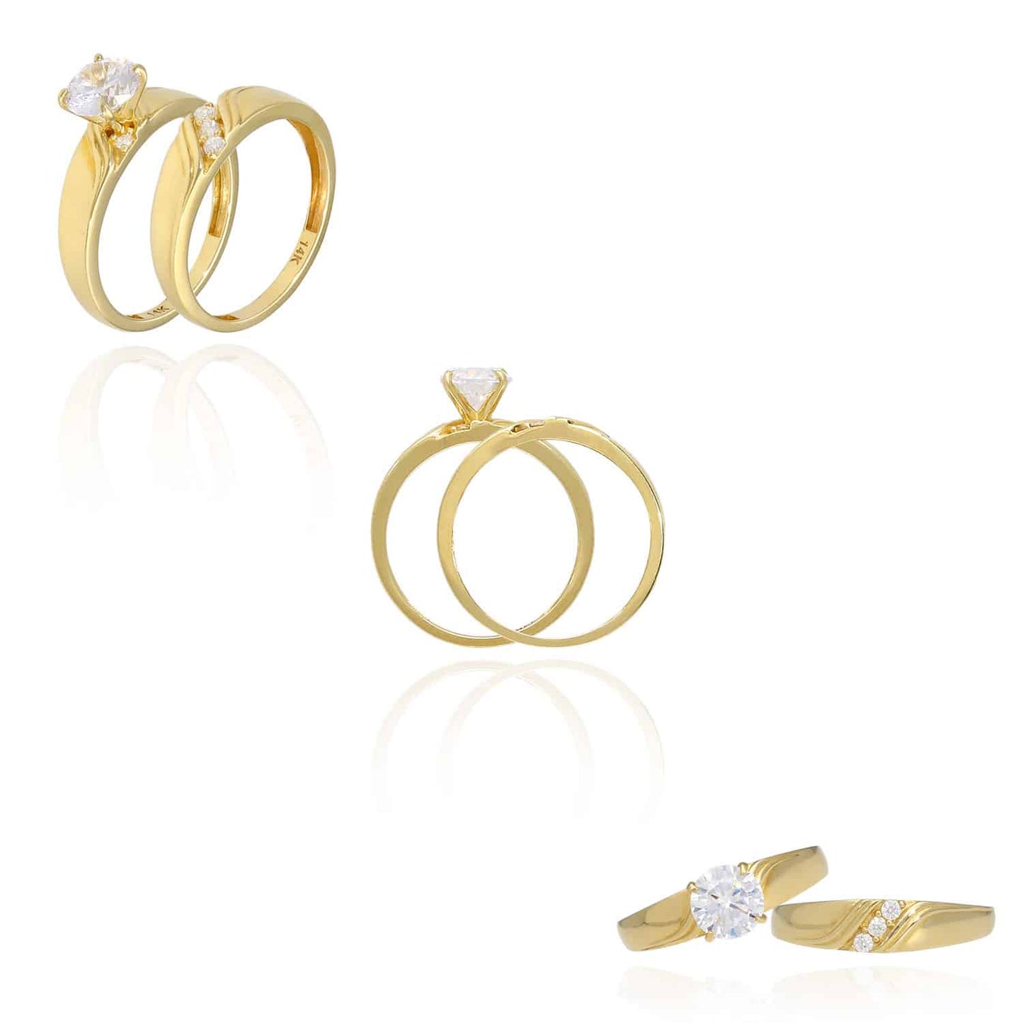 1.3CTW CZ His & Hers 14K Gold Engagement Wedding Rings Set