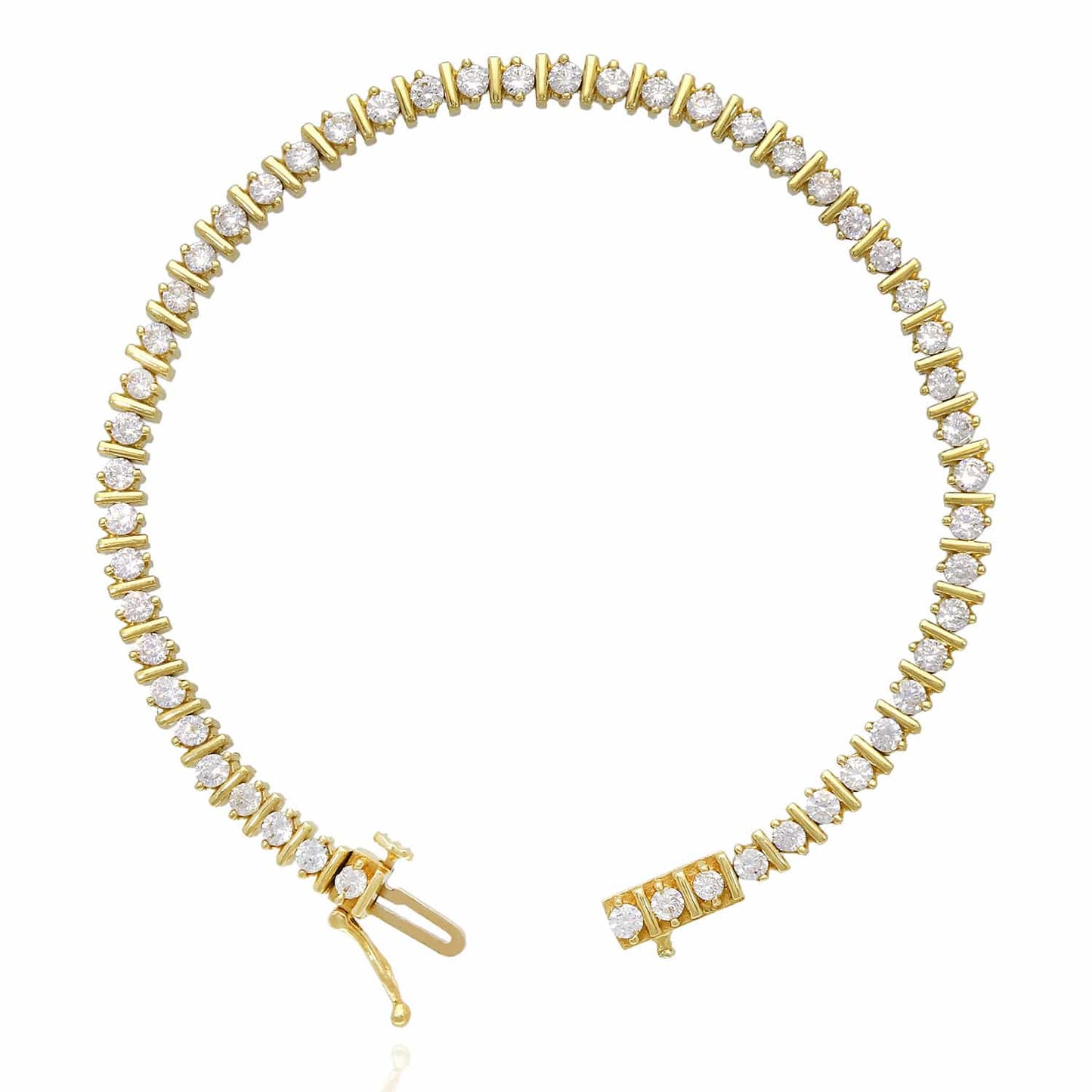 14K Gold Yellow 3.50 CT TW. CZ Tennis Bracelet 7.5"