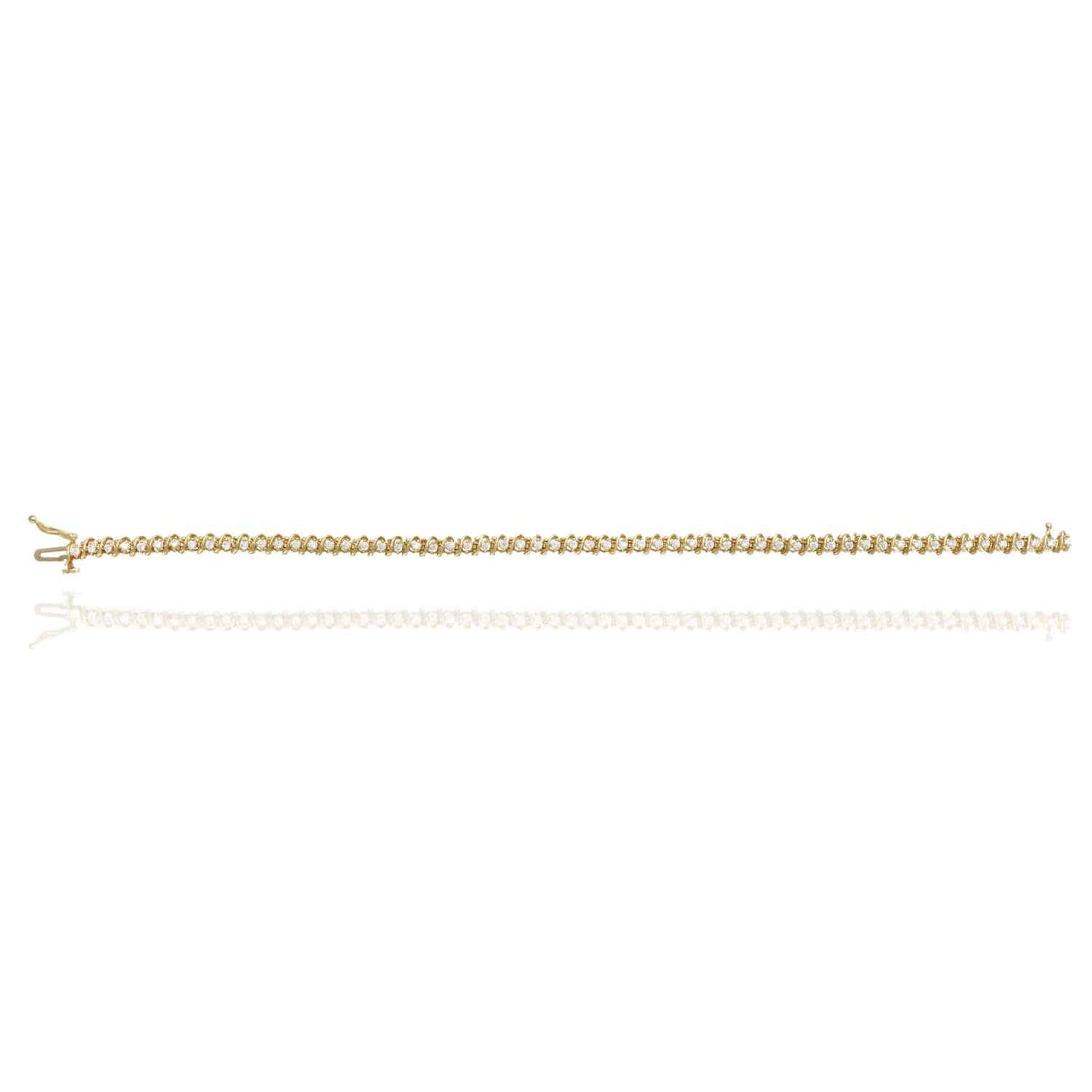 14K Yellow Gold 1.20CTW CZ 4mm Tennis Bracelet 7.5"