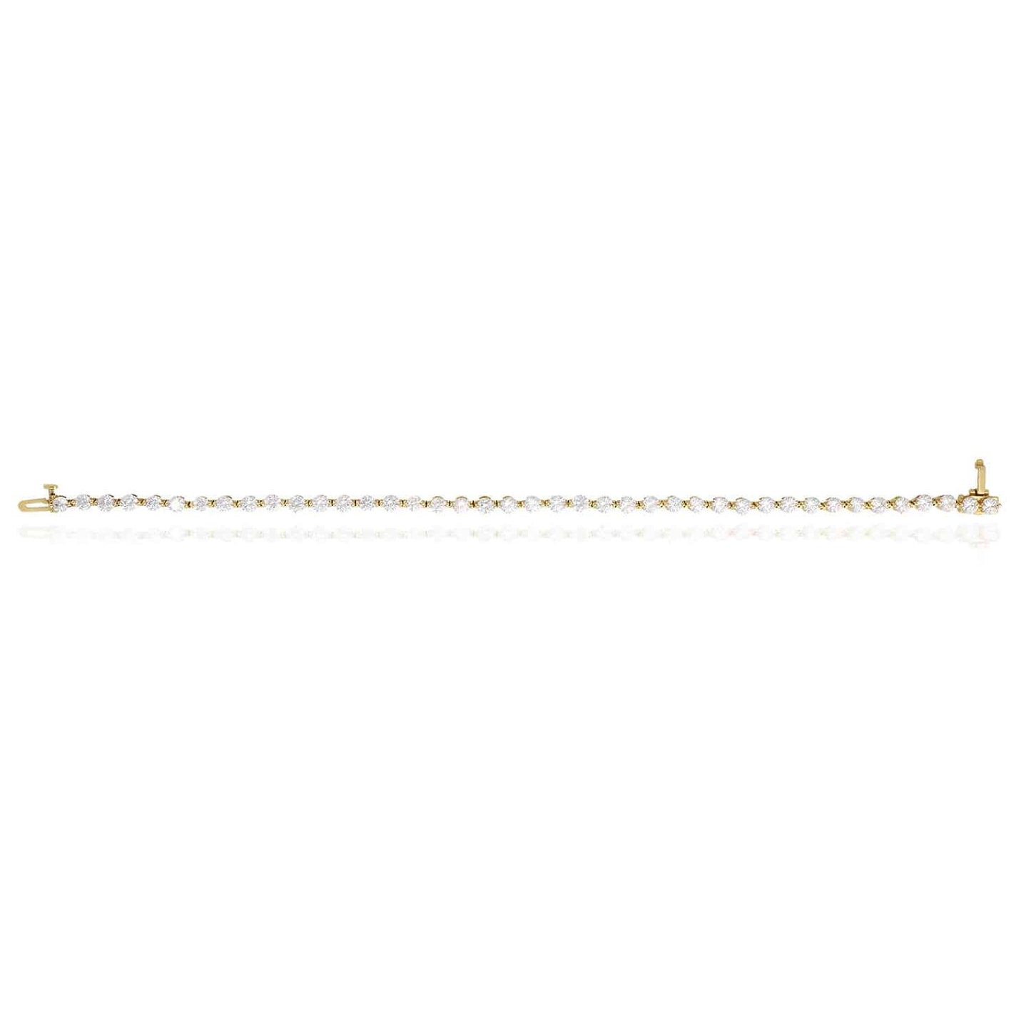 5.20CTW CZ 14K Gold Yellow 3mm Round Tennis Bracelet 7.5"