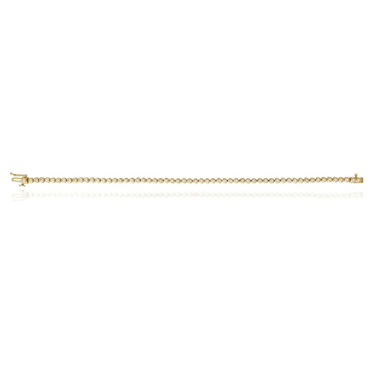 1.20CTW Bezel Set Round CZ 14K Gold Yellow Tennis Bracelet 8"