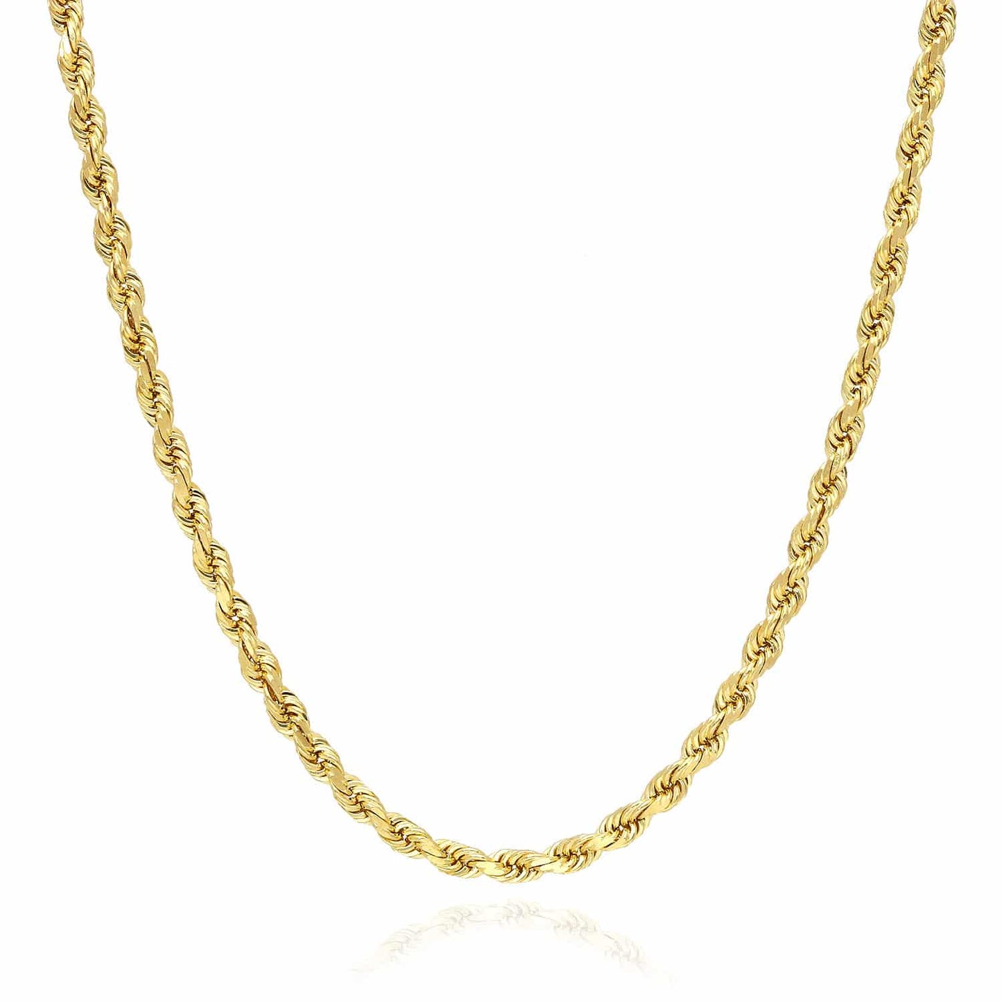 10K Yellow Gold 3.5mm Diamond-Cut Rope Chain (Solid Links) 18"-28"