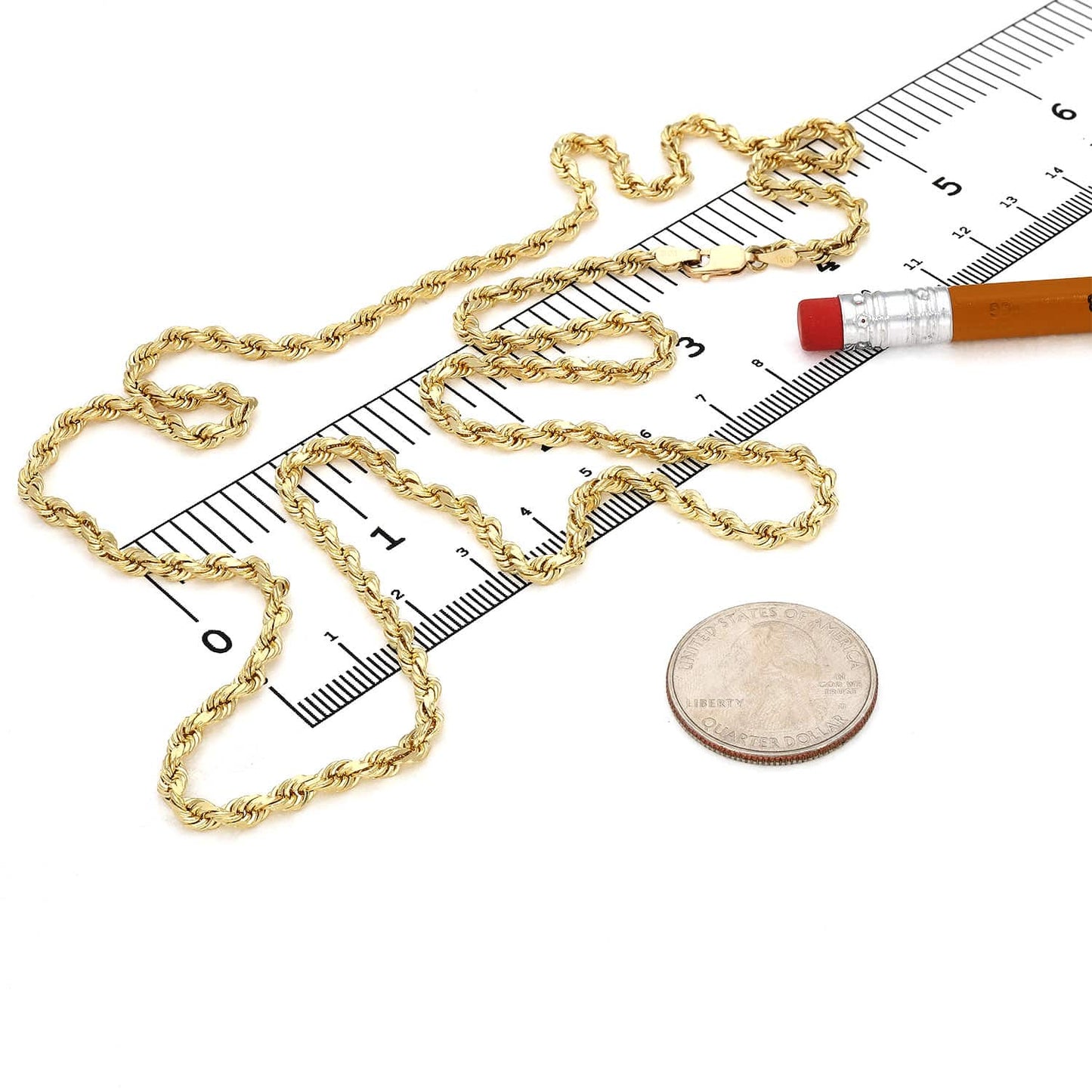 10K Yellow Gold 3.5mm Diamond-Cut Rope Chain (Solid Links) 18"-28"