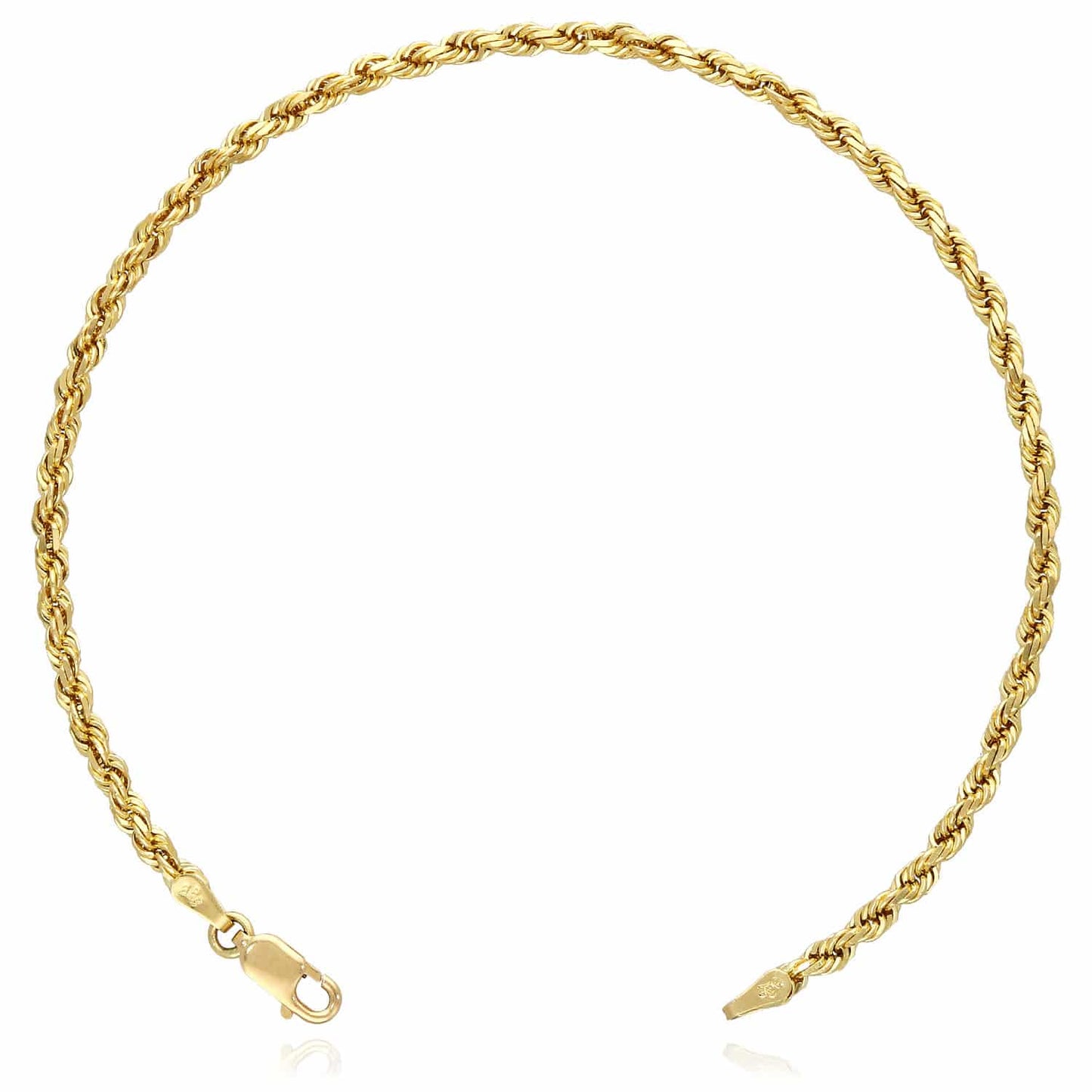 10K Gold Solid Yellow 3mm-7.5mm Diamond Cut Rope Bracelet 8.5"