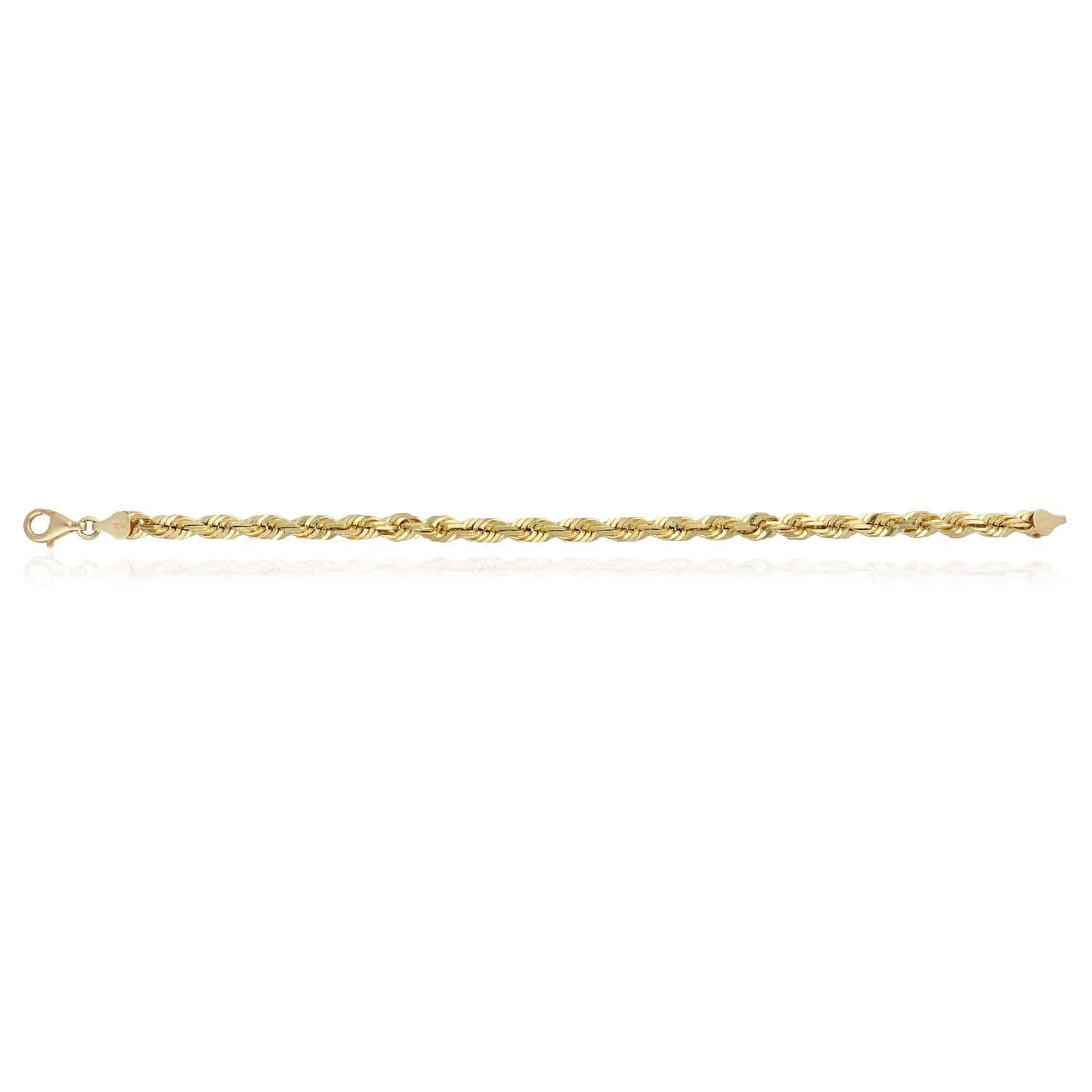 10K Gold Solid Yellow 3mm-7.5mm Diamond Cut Rope Bracelet 8.5"