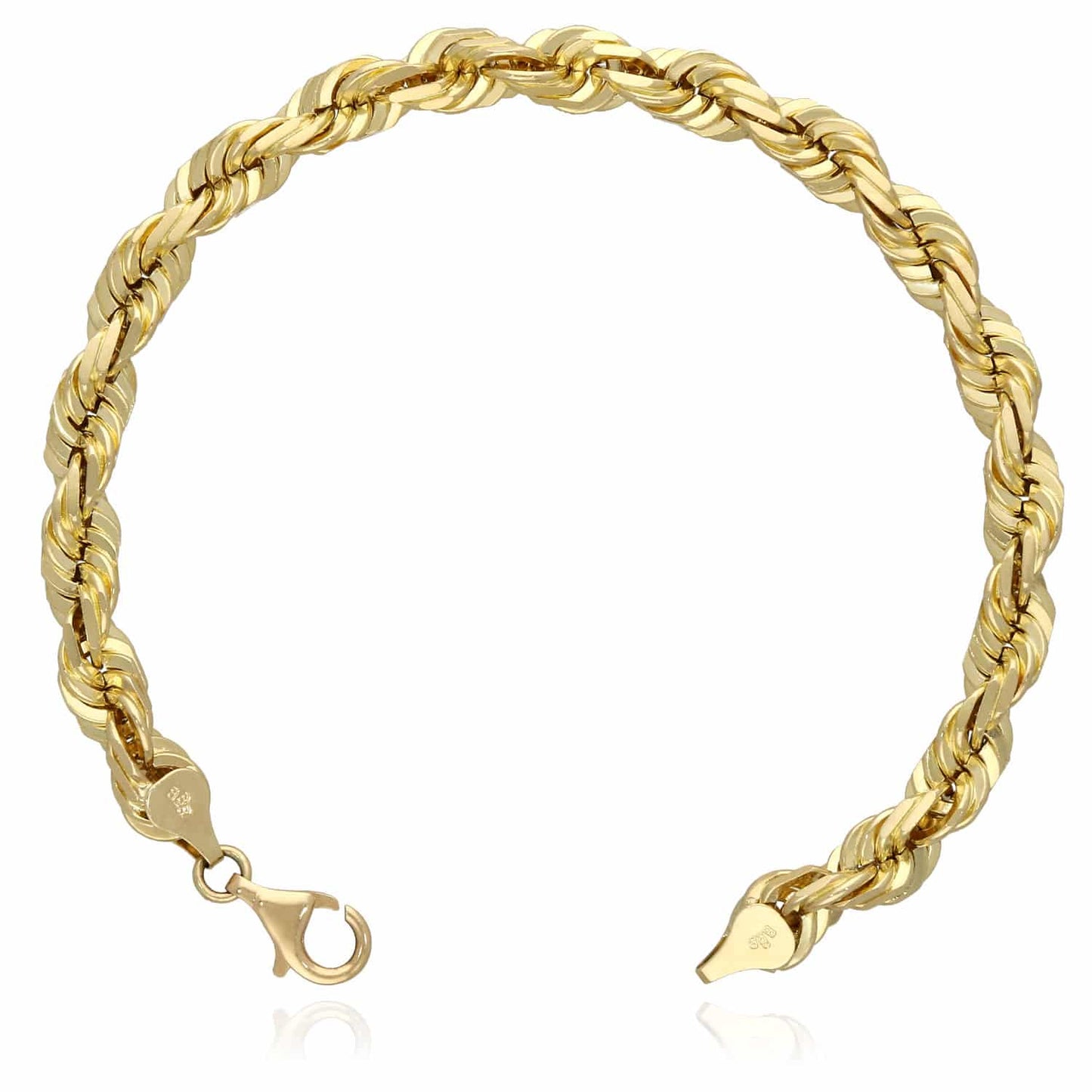 10K Gold Solid Yellow 3mm-7.5mm Diamond Cut Rope Bracelet 8.5"