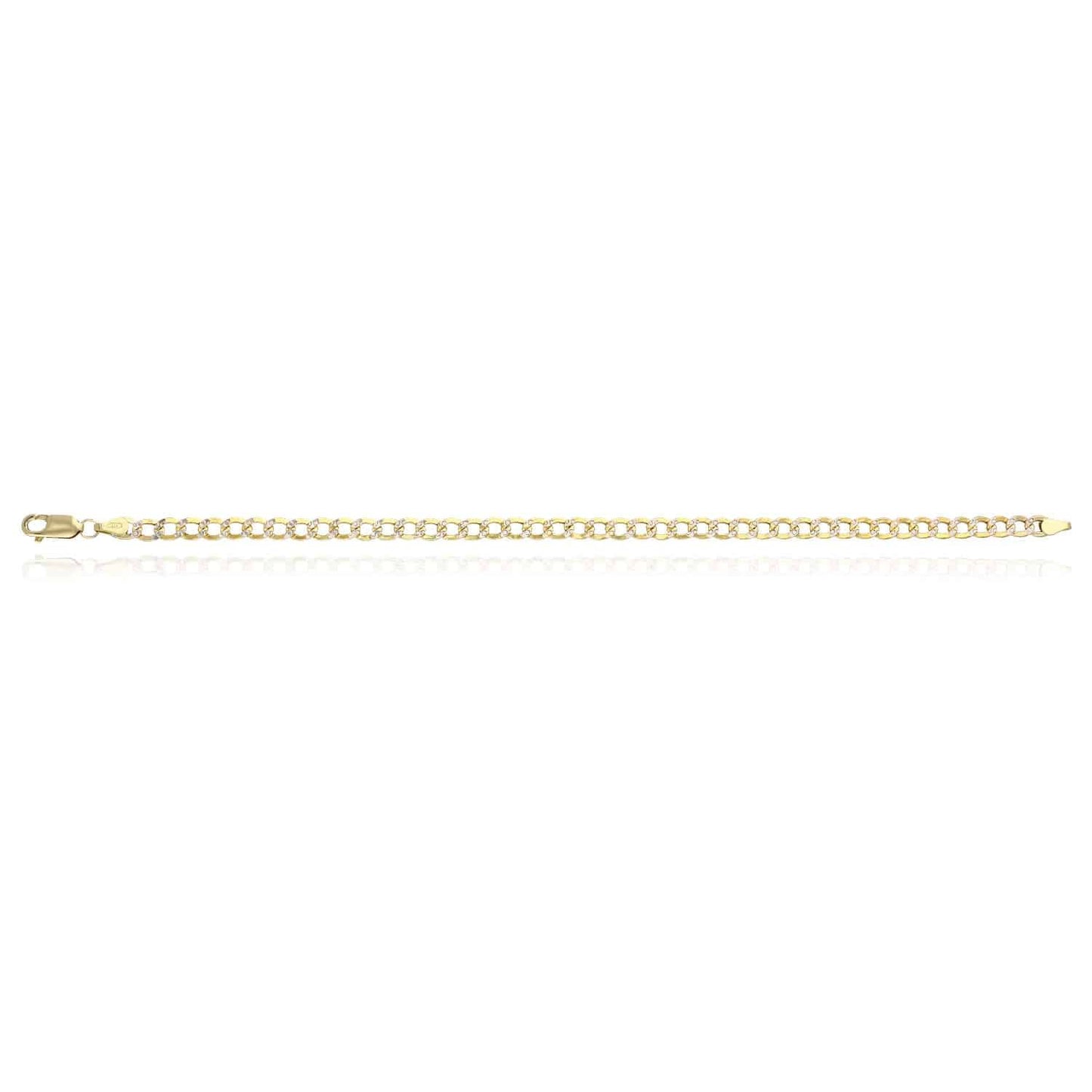 10K Gold Yellow Diamond-Cut 3.5mm-4.5mm Hollow Cuban Bracelet 8"