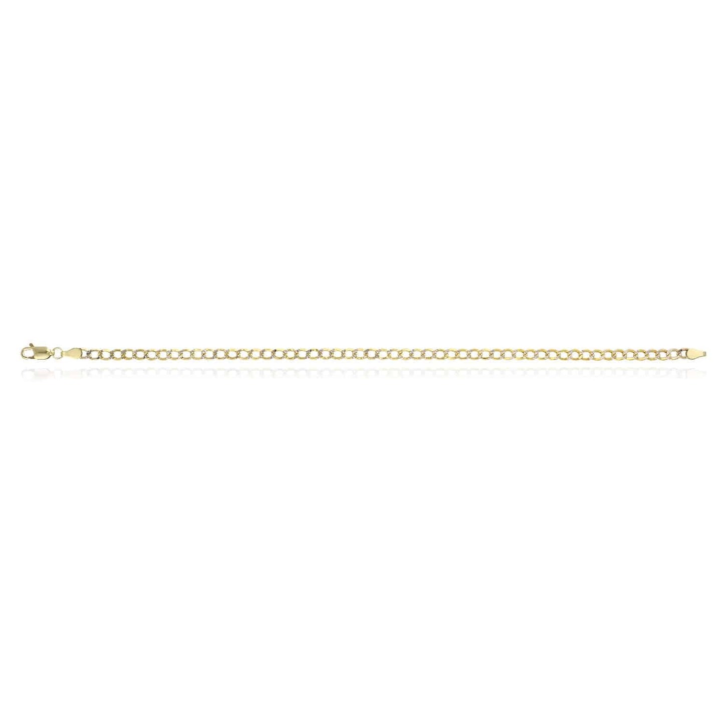 10K Gold Yellow Diamond-Cut 3.5mm-4.5mm Hollow Cuban Bracelet 8"