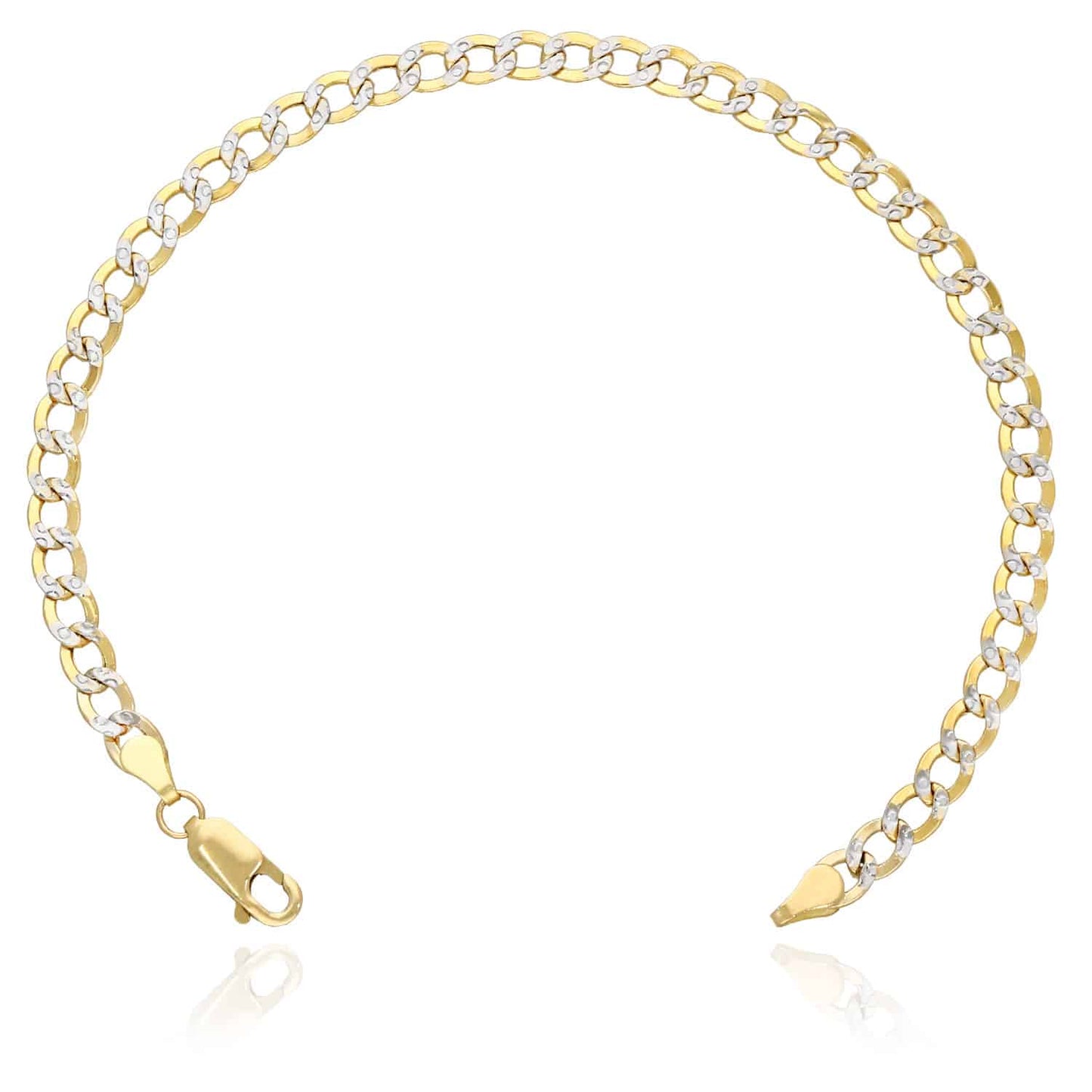 10K Gold Yellow Diamond-Cut 3.5mm-4.5mm Hollow Cuban Bracelet 8"