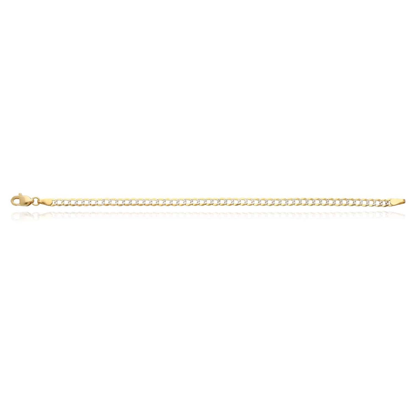 14K Gold Yellow 3.2mm Diamond Cut Pave Solid Cuban Curb Bracelet 6" 7" 7.5"