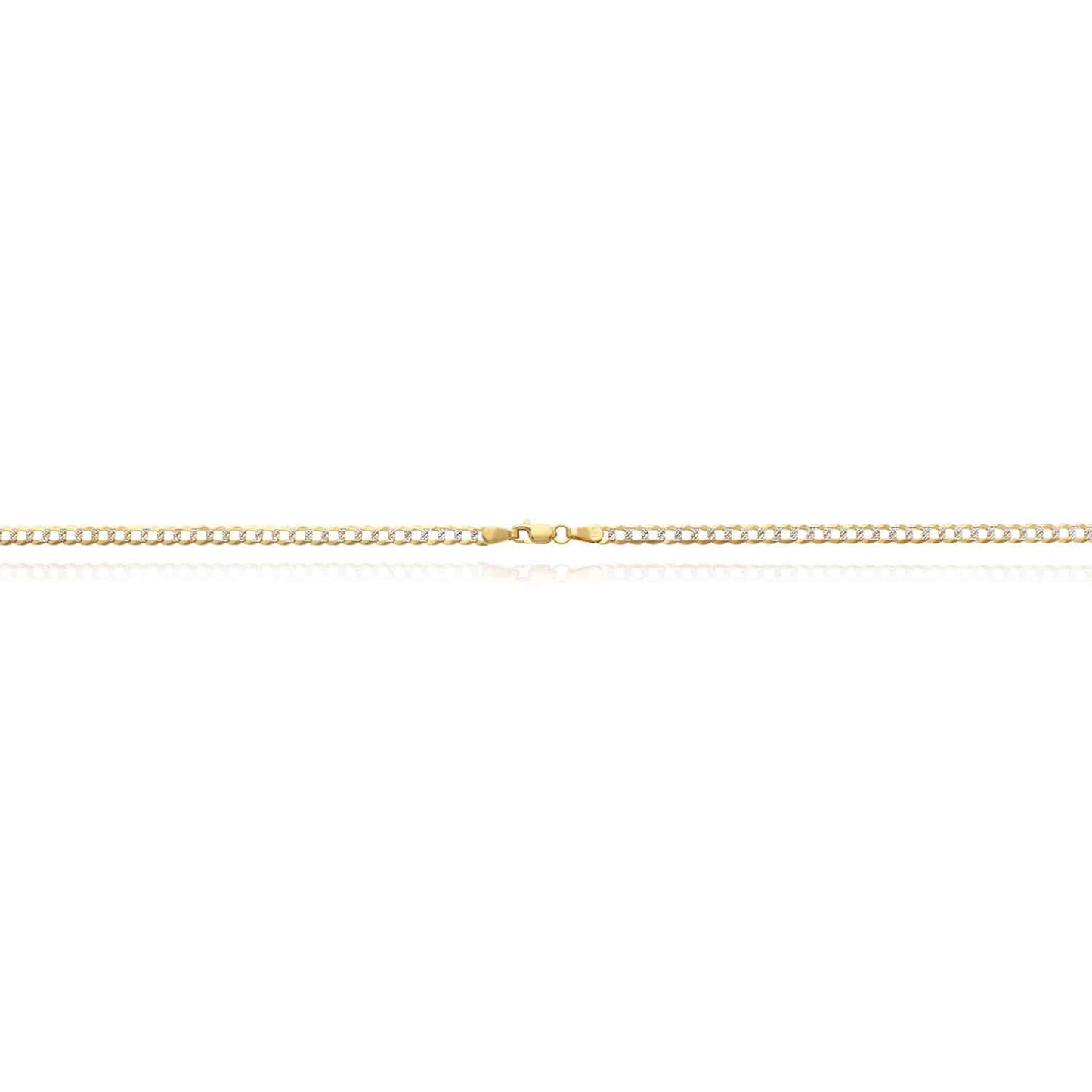 Solid 14K Yellow Gold 3.2mm Diamond-Cut Pave Cuban Curb Chain 16 18 20 22 24 26"