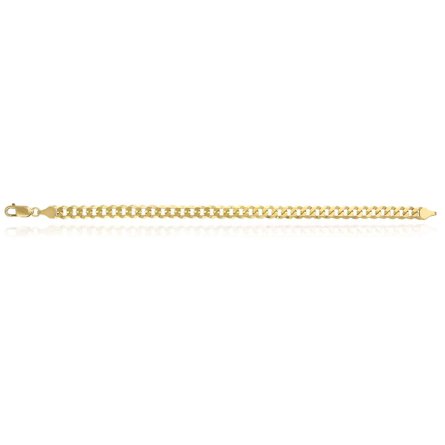 Solid 18K Yellow Gold Over 925 Silver 6.5mm Cuban Bracelet 7" 8" 9"