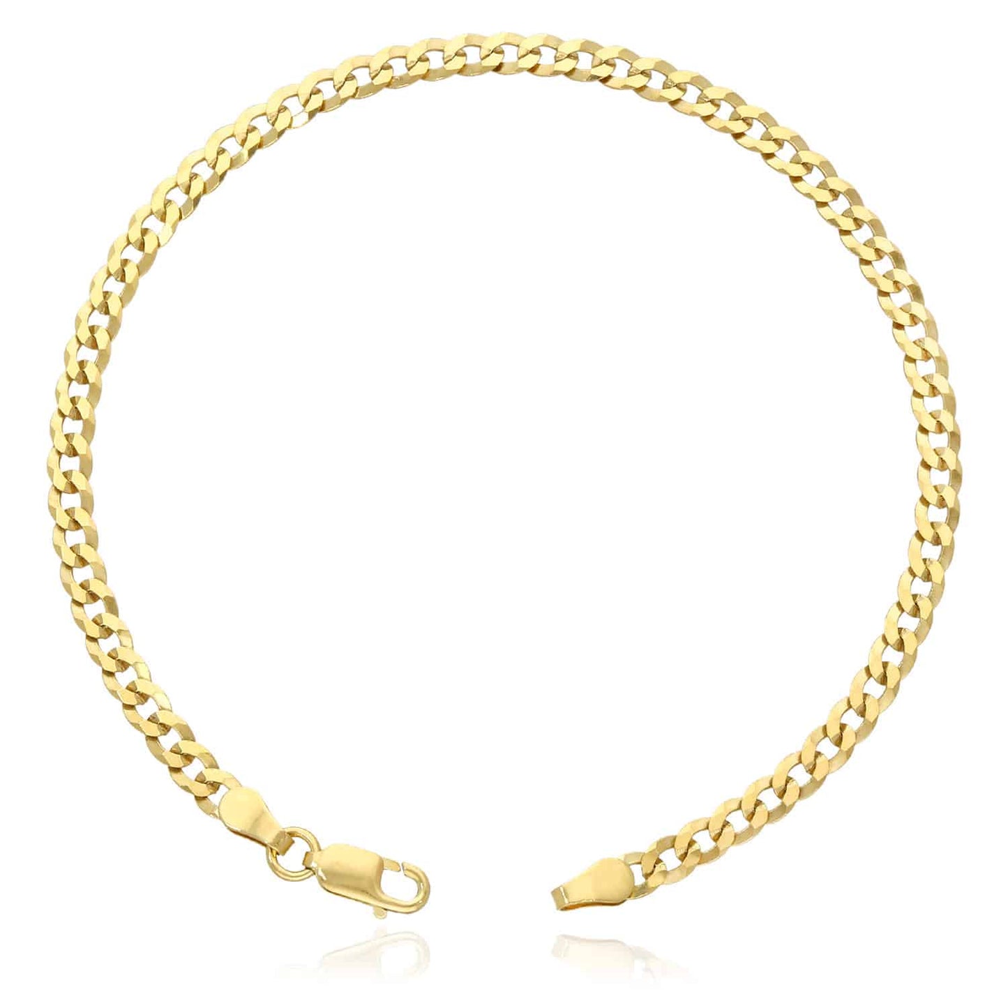Solid 18K Yellow Gold Over Silver 3.6mm Cuban-Curb Bracelet 7" 8"