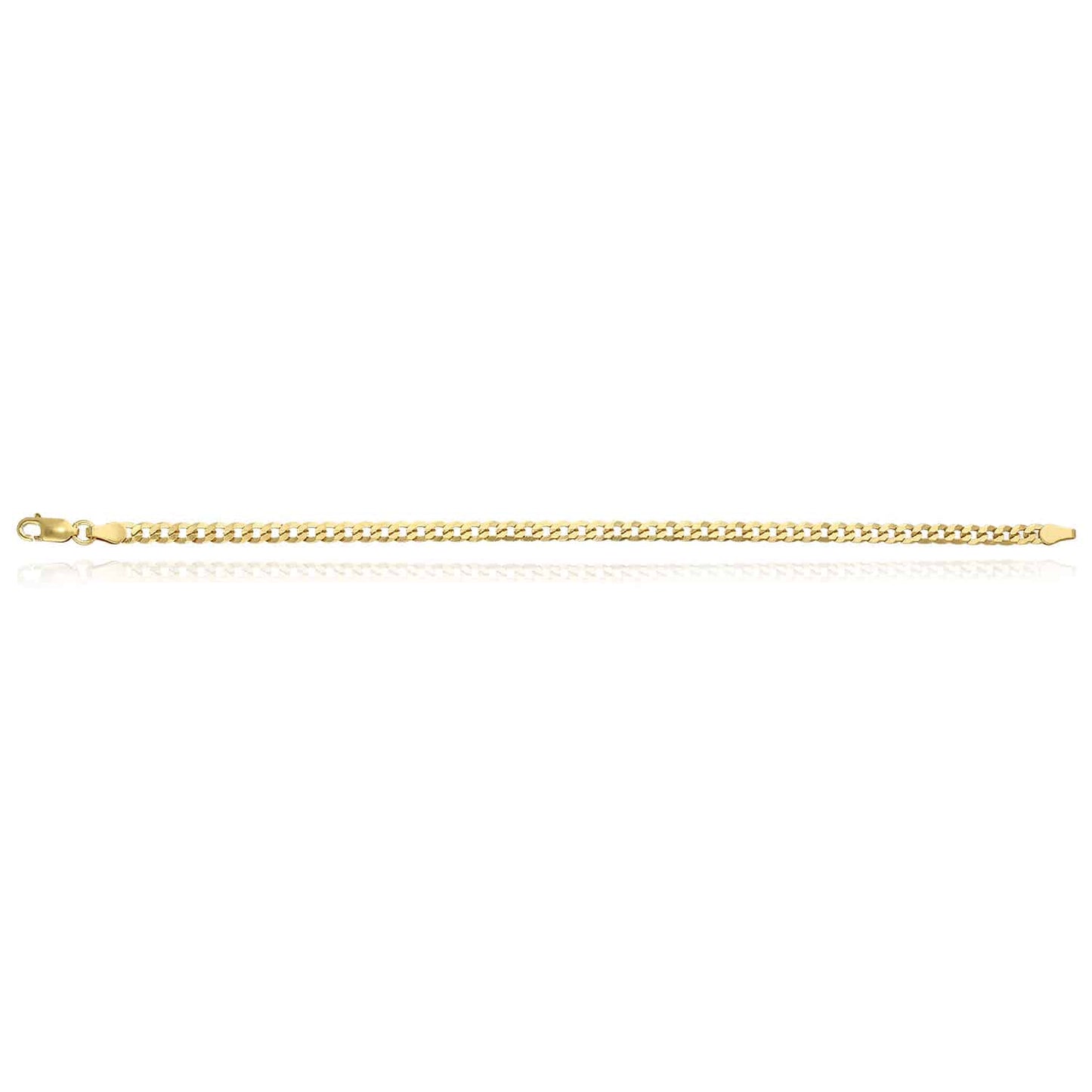 Solid 18K Yellow Gold Over Silver 3.6mm Cuban-Curb Bracelet 7" 8"