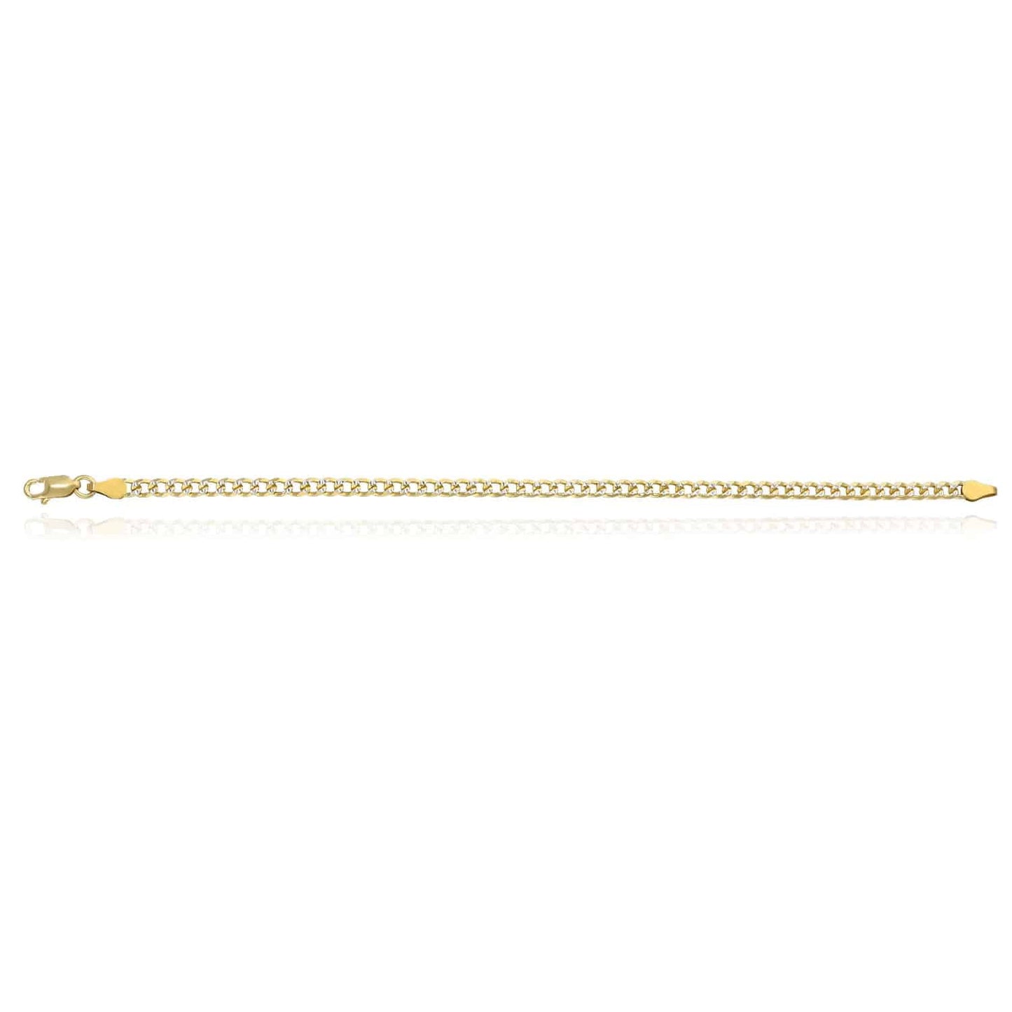 Solid Yellow Gold Over Silver Diamond-Cut Pave 3.6mm Cuban Curb Bracelet 7"-9"