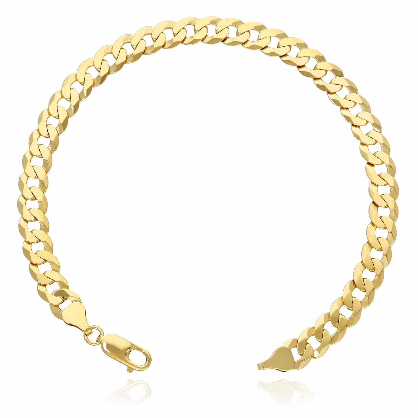 Yellow Gold Plated Over 925 Silver 7.2mm Solid Cuban Bracelet 7", 8", 9.2"