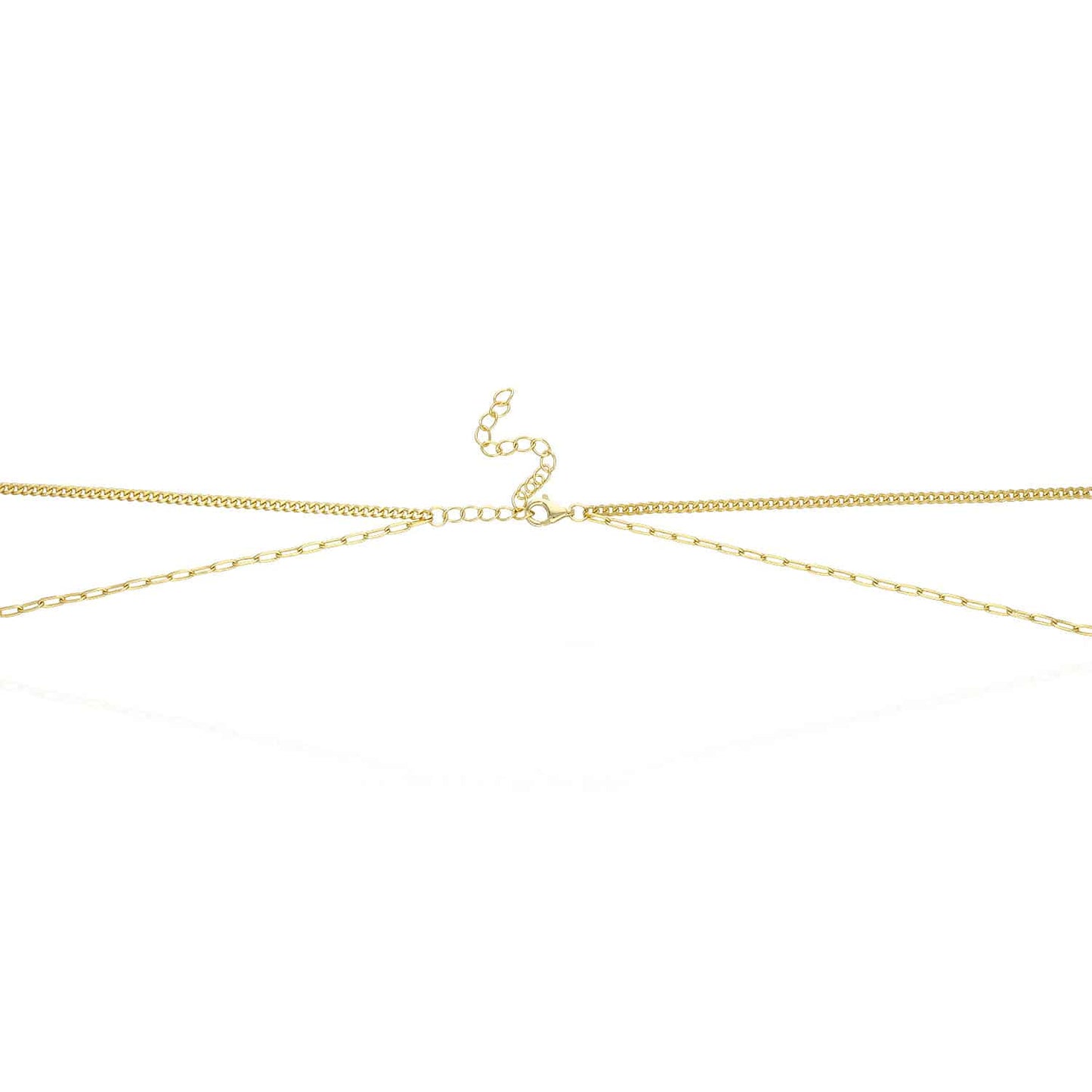 Yellow Gold Over Silver Paperclip Cuban CZ Round Pendant Layer Necklace 16"-18"