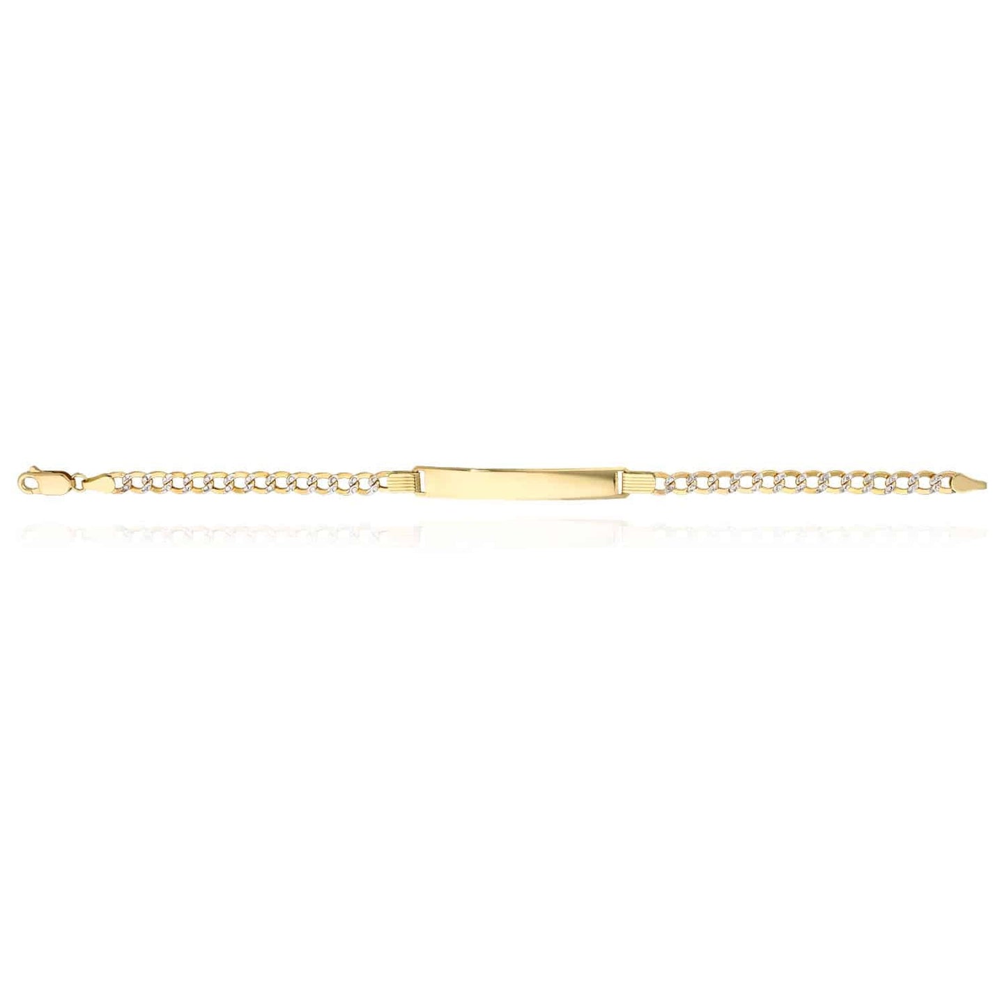 Engravable 14K Gold Yellow Diamond-Cut Cuban Curb Personalized ID Bracelet 7.5"