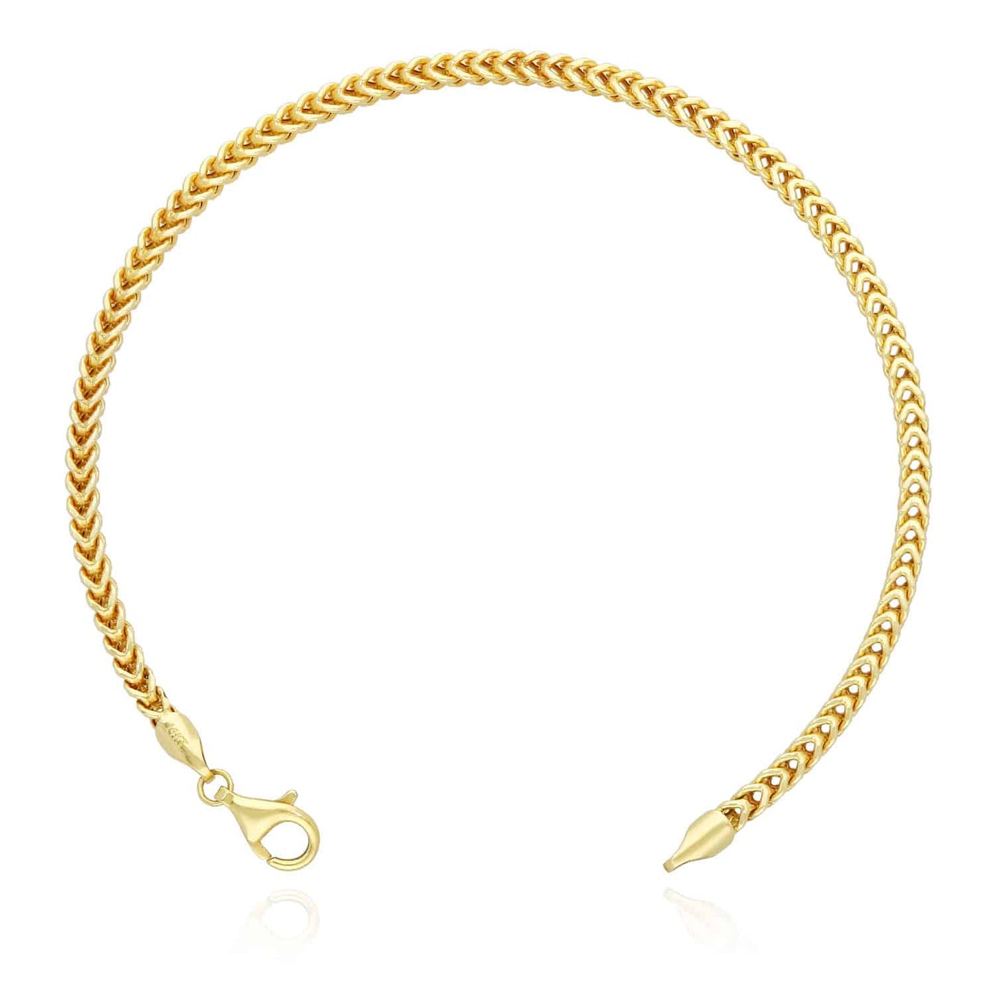 14K Gold Yellow Hollow 3mm Franco Bracelet 8.5"