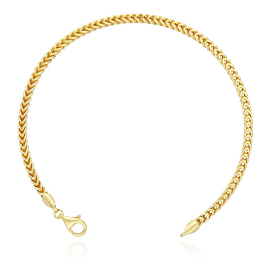 14K Yellow Gold 3mm Franco Bracelet (Hollow) 8.5"