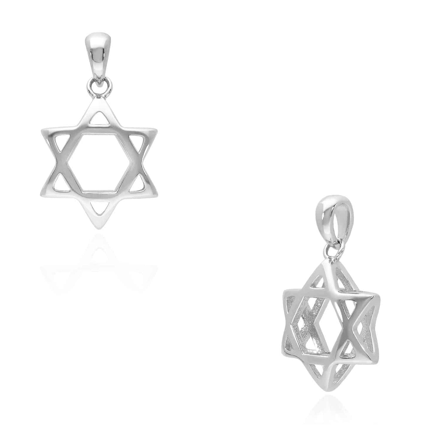 Yellow White 14K Gold Over Silver Star of David Magen David Charm Pendant
