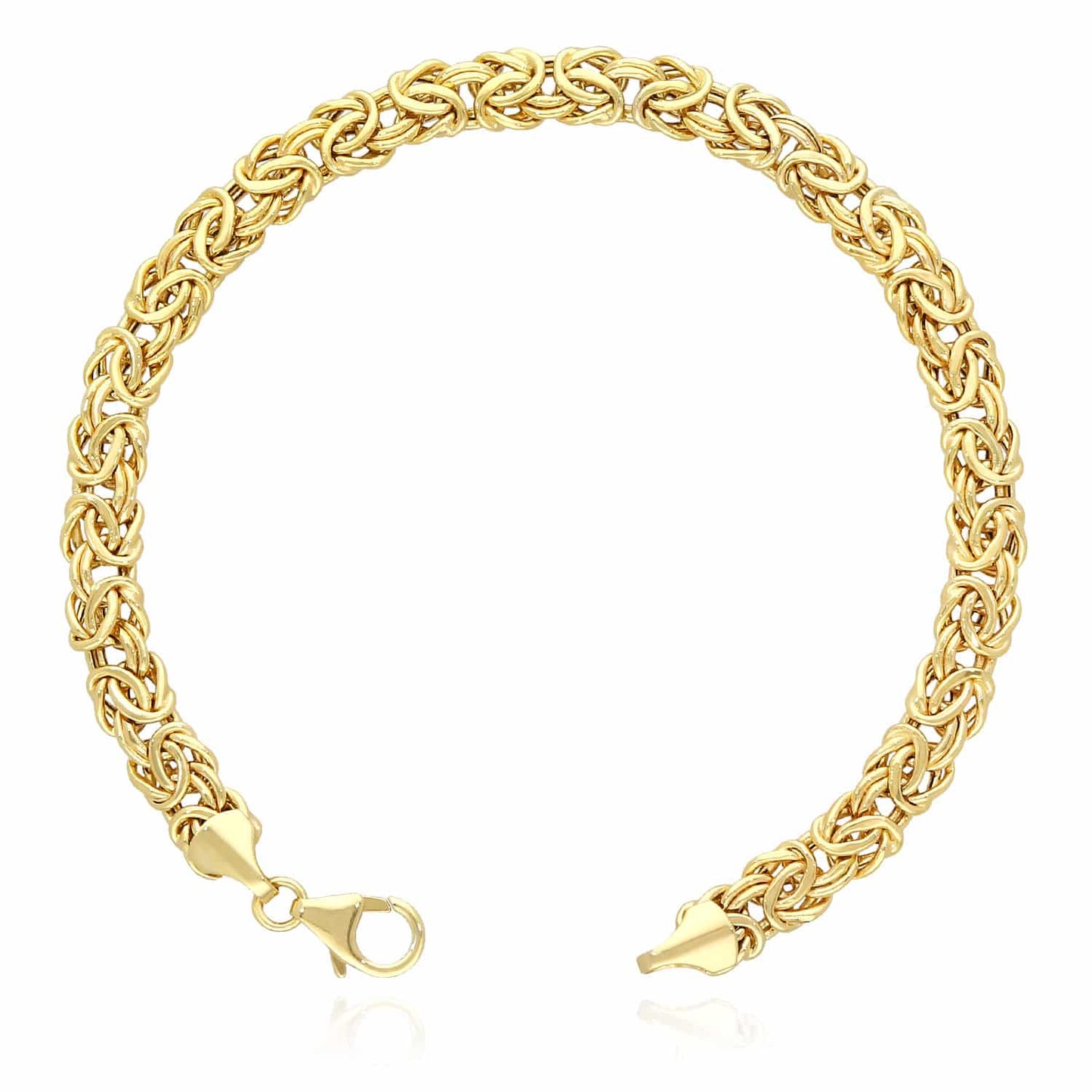 14K Gold Yellow Hollow 6mm Byzantine Bracelet 7.5" 8"