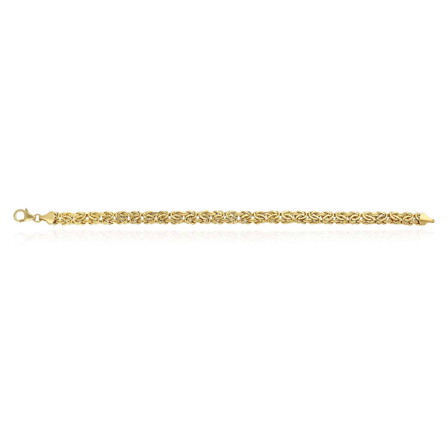 14K Gold Yellow Hollow 6mm Byzantine Bracelet 7.5" 8"