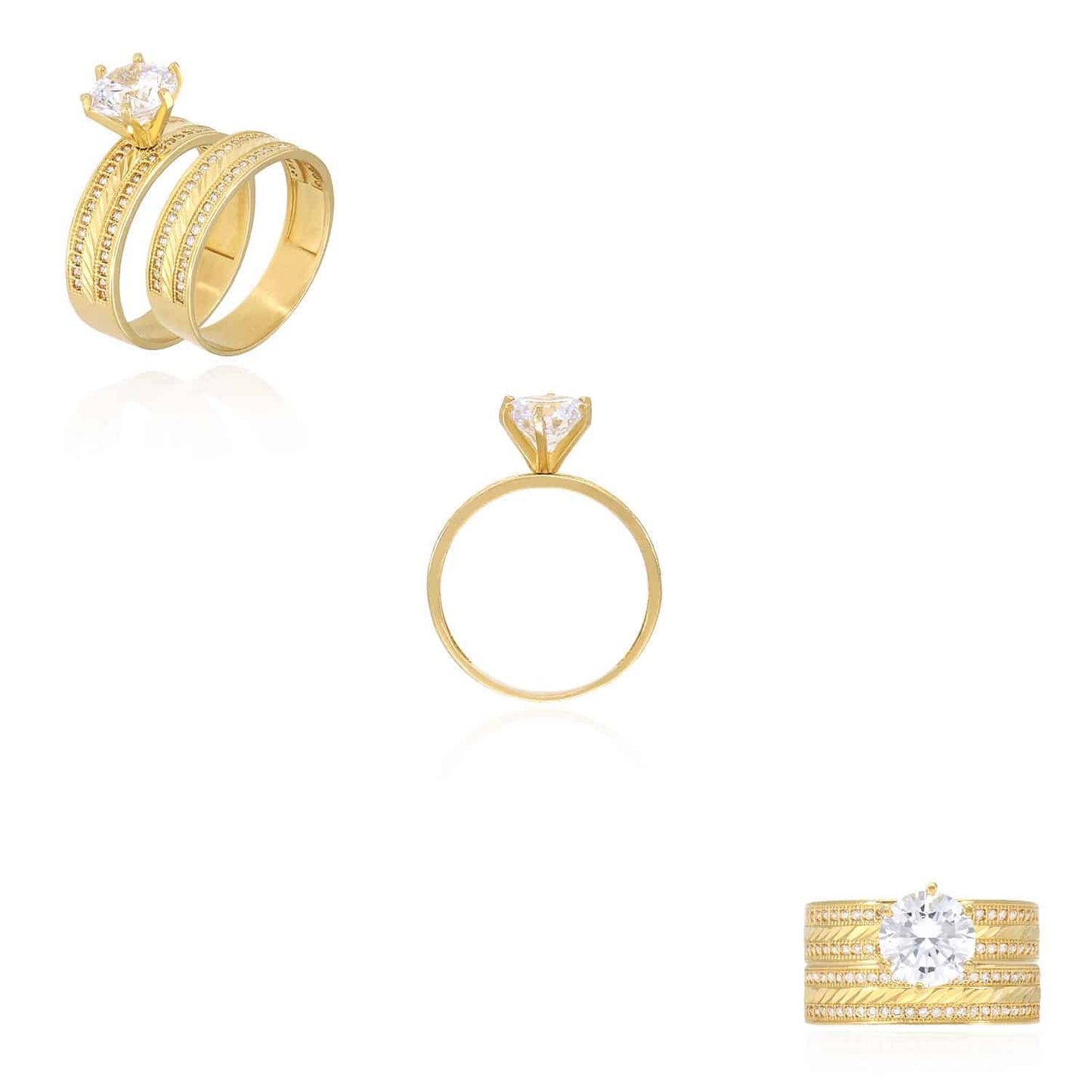 14K Gold 3CTW CZ Engagement Rings Wedding Band His & Hers Set