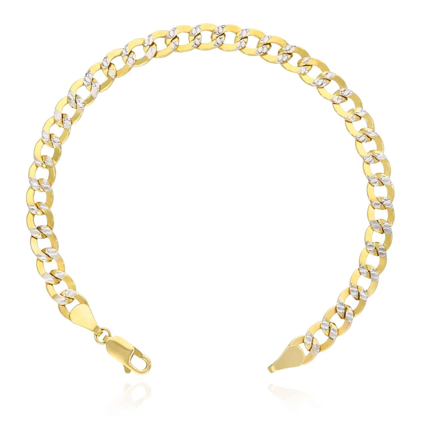 10K Gold Yellow Diamond Cut Hollow 6mm Cuban Curb Bracelet 8"