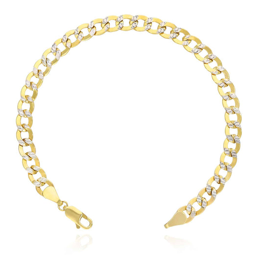 10K Yellow Gold Diamond-Cut 6mm Cuban Curb Bracelet (Hollow) 8"