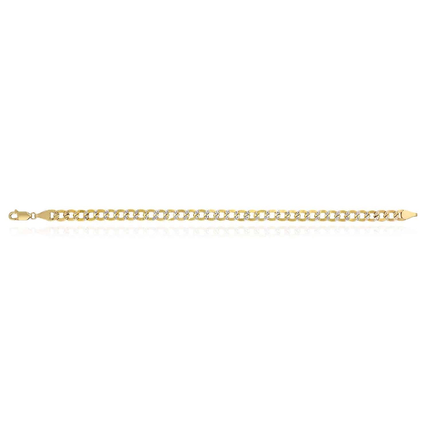 10K Gold Yellow Diamond Cut Hollow 6mm Cuban Curb Bracelet 8"
