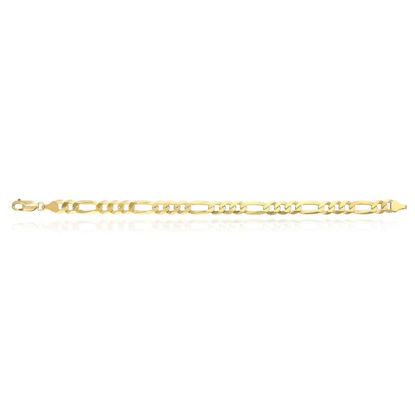 14K Yellow Gold Over Silver 7.3mm Figaro Bracelet 7" 8" 9"