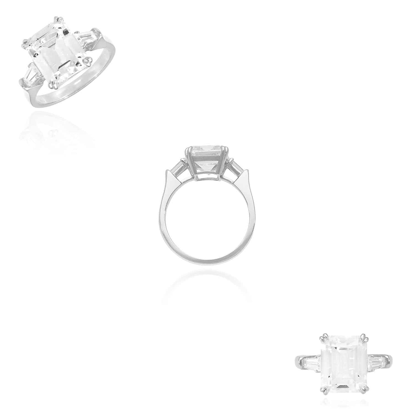 3.30CTW Radiant Cut CZ 3-Stone 14K Gold White Engagement Ring