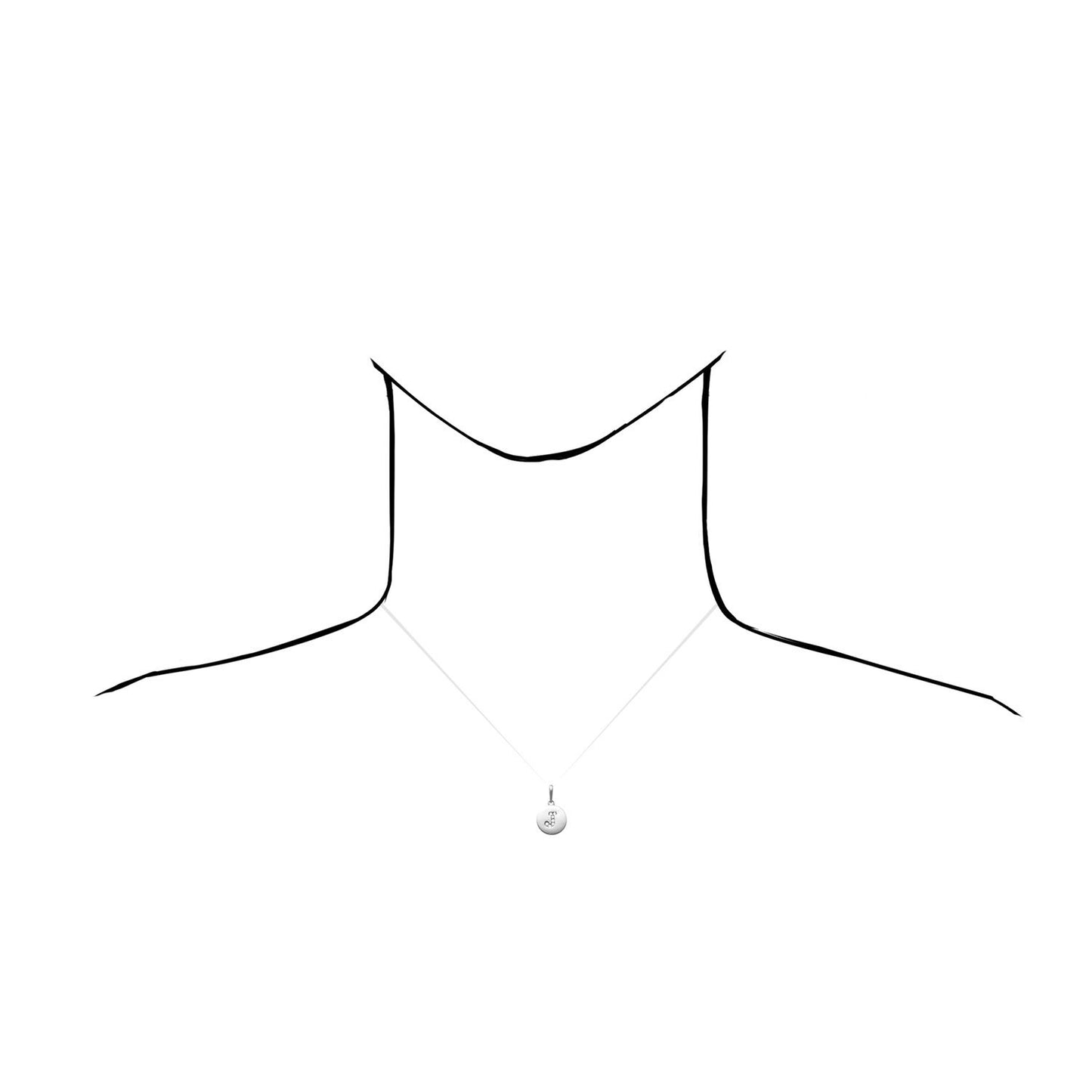 14k White Gold 0.25Ct CZ Initial Letter Tag Charm Pendant