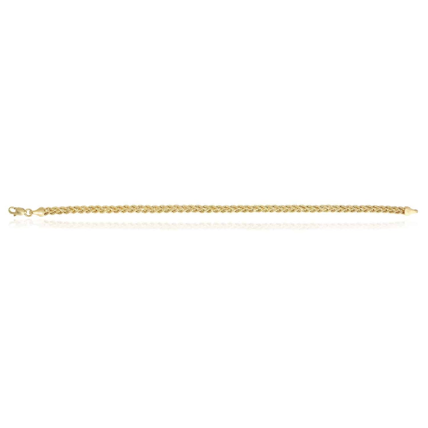 14K Gold Yellow 3.7mm Braided Bracelet 7.5"