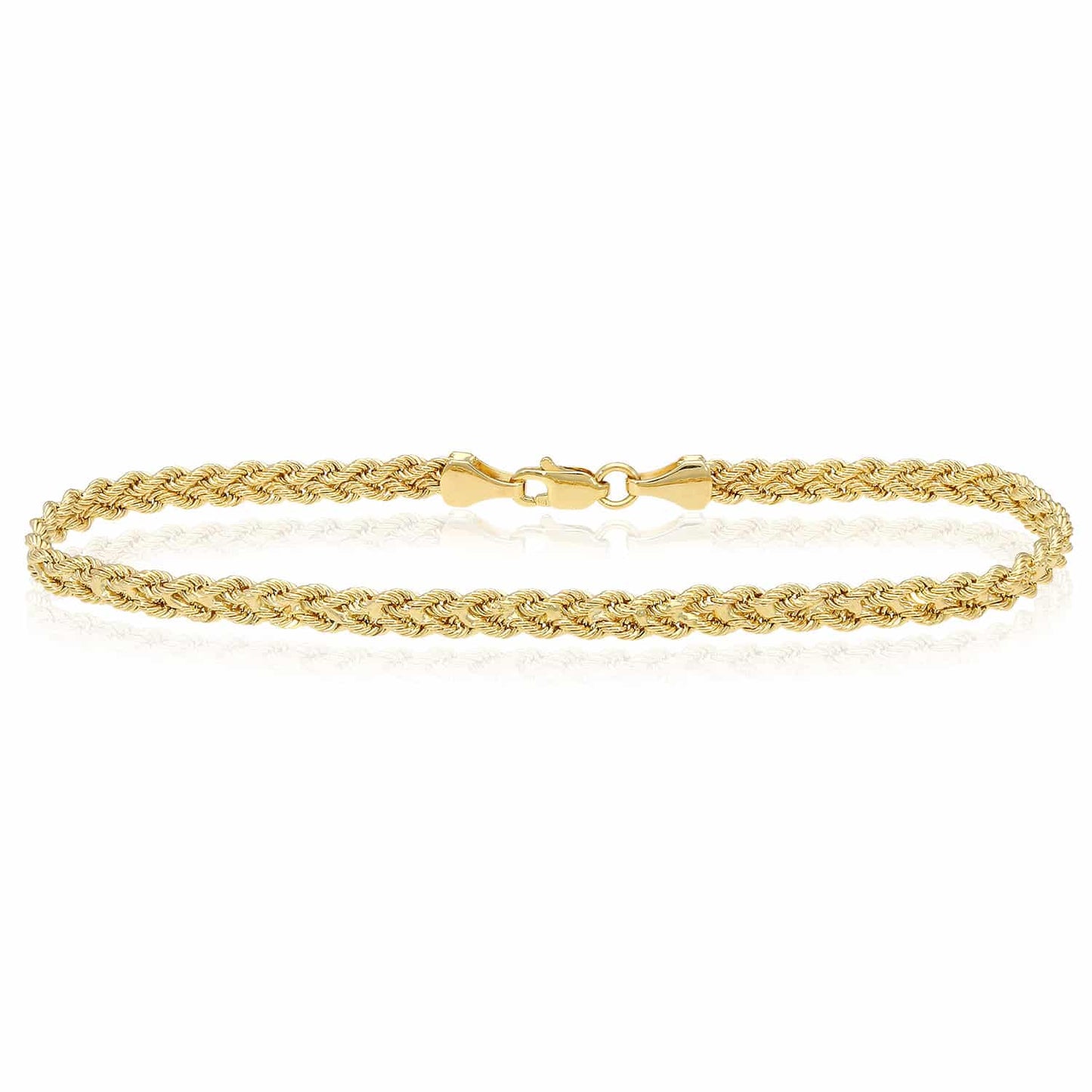 14K Gold Yellow 3.7mm Braided Bracelet 7.5"