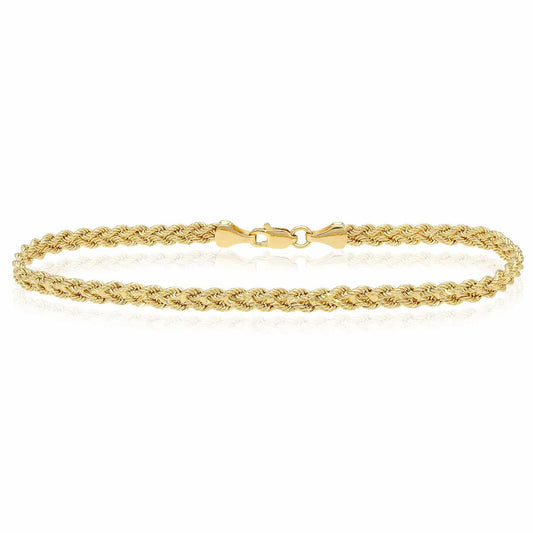 14K Yellow Gold 3.7mm Braided Bracelet (Hollow) 7.5"