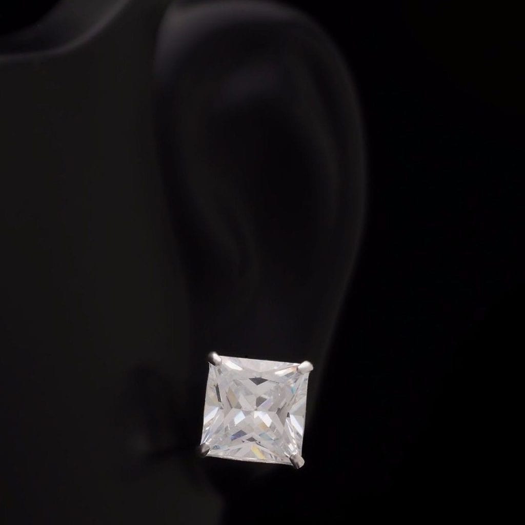 2.50CT Princess-Cut CZ 14K White Gold Screwback Stud Earrings 6mm