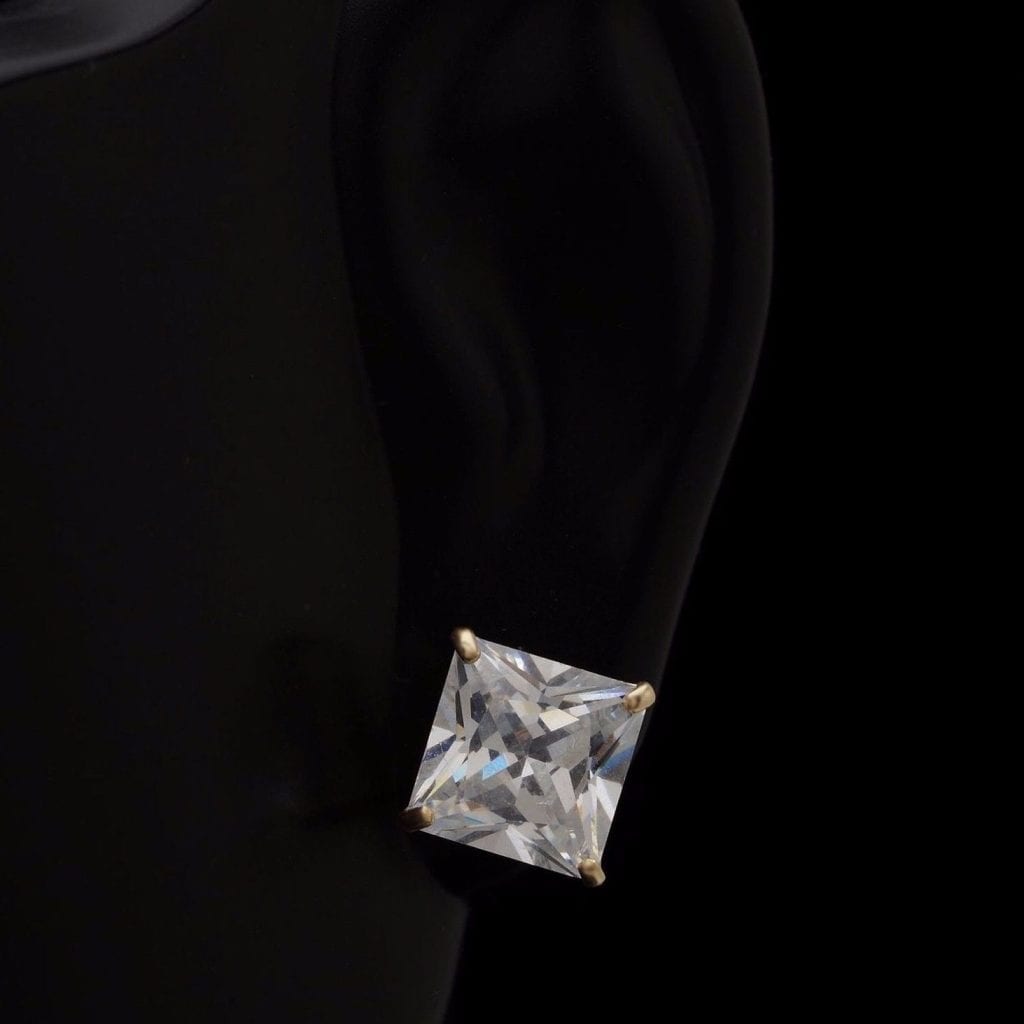 2.50CTW CZ Princes-Cut 14K Yellow Gold Screw Stud Earrings 6mm