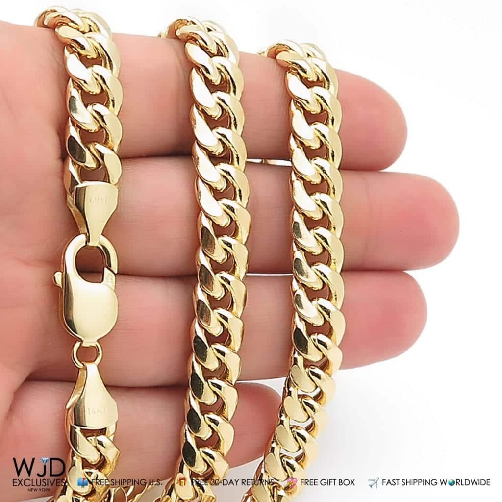 14K Yellow Gold Hollow 10mm Miami Cuban Chain Necklace 26"