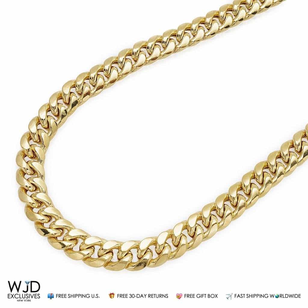 14K Yellow Gold Hollow 10mm Miami Cuban Chain Necklace 26"