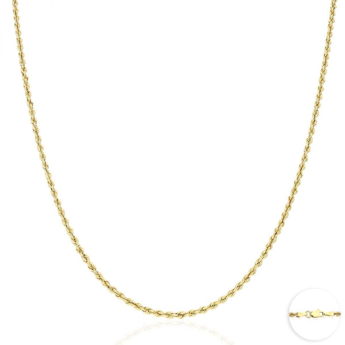 Kids 14K Yellow Gold 1.8mm-3mm Rope Chain (Hollow) 16"-20"
