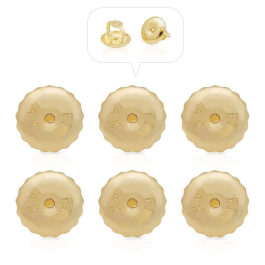3 Pair Replacement Screw on Screw Off Earnuts Earrings Backs 14K Yellow Gold