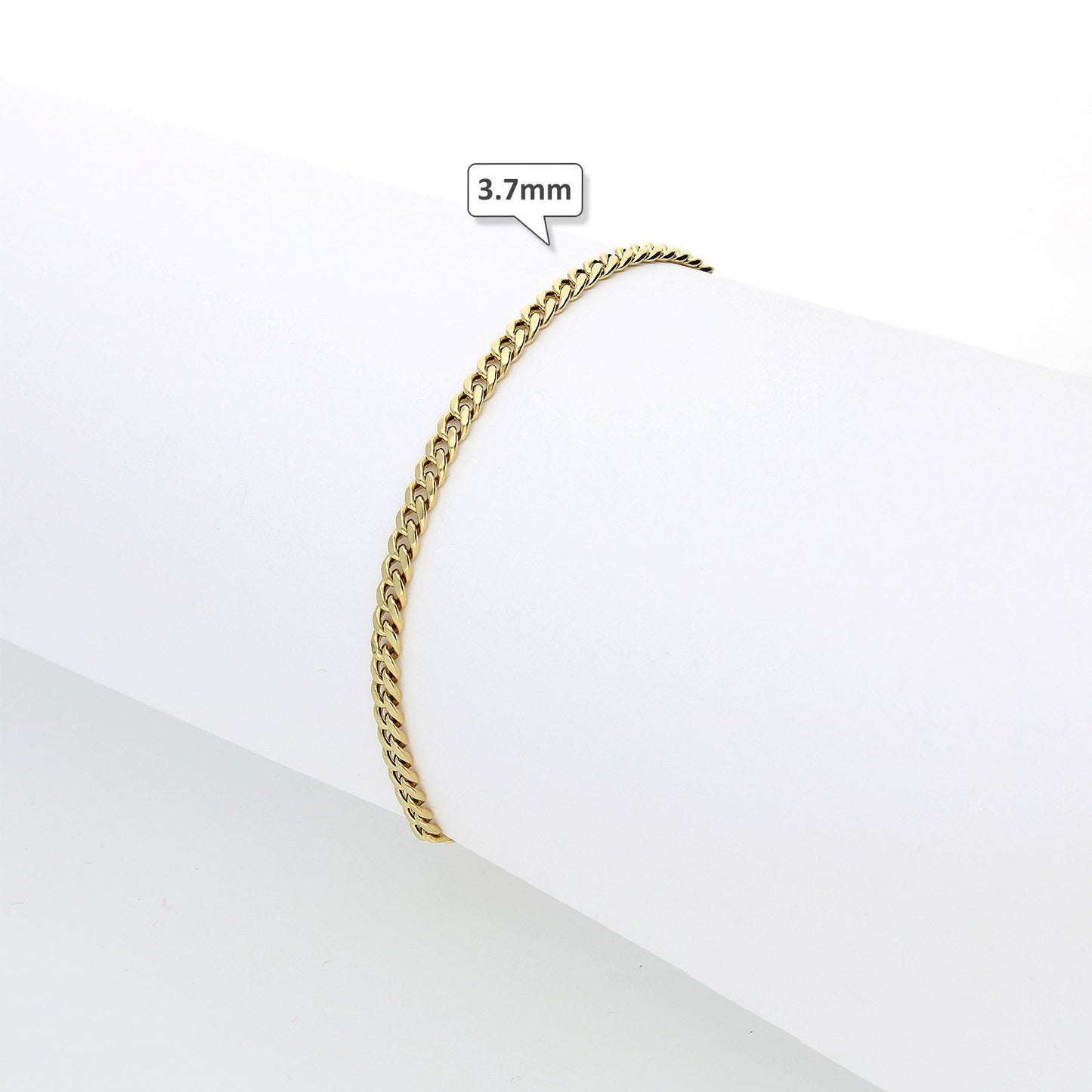 14K Gold Yellow Hollow 3mm - 4.5mm Miami Cuban Bracelet 8"