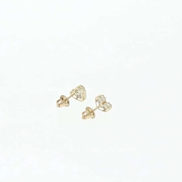 10K Yellow Gold 0.15Ct Natural Diamond Pave Heart Stud Earrings