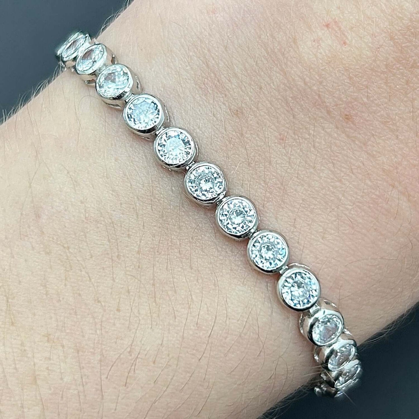 Sterling Silver 7Ct CZ 4mm Tennis Bracelet 7"