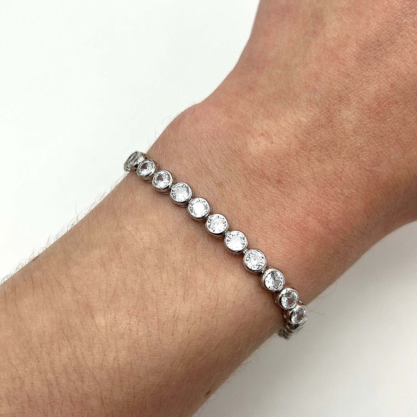 Sterling Silver 7Ct CZ 4mm Tennis Bracelet 7"