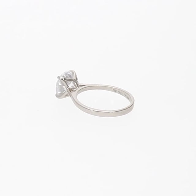 Platinum over Sterling Silver Cubic Zirconia Brilliant Solitaire Engagement Ring